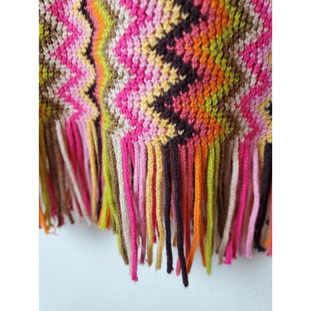 ECHO Soft Scarf Chevron‎ Print Colorful Pink Fringe Long Rectangle Womens